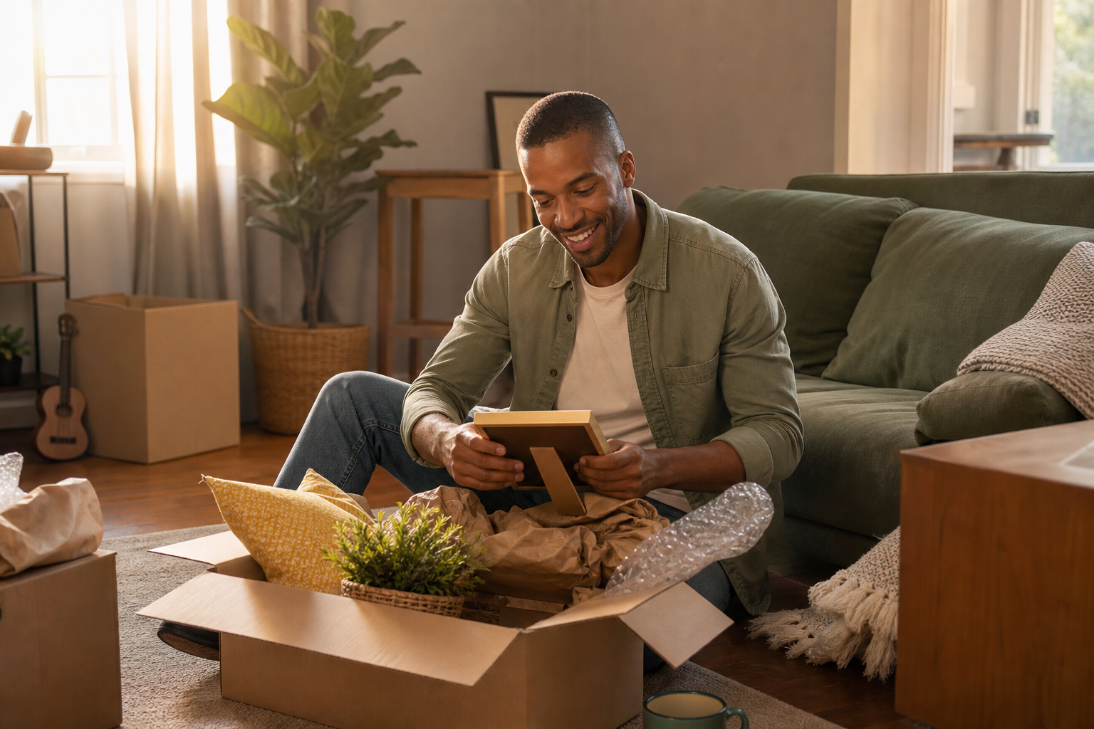 Someone Unpacking Boxes